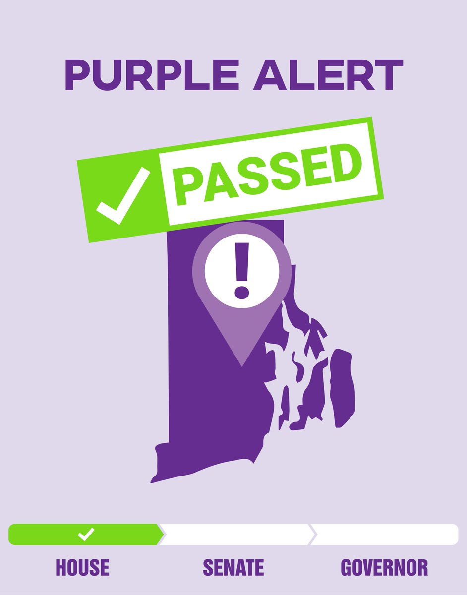 NEWS: <a href="/RIHouseofReps/">Rhode Island House of Representatives</a> passed the PURPLE Alert bill. This is a new system to find missing people with disabilities. 🟣

Like an AMBER or Silver Alert, this would save lives.

The bill passed unanimously. 

If this becomes law, RI would be just the 6th state with this system.
