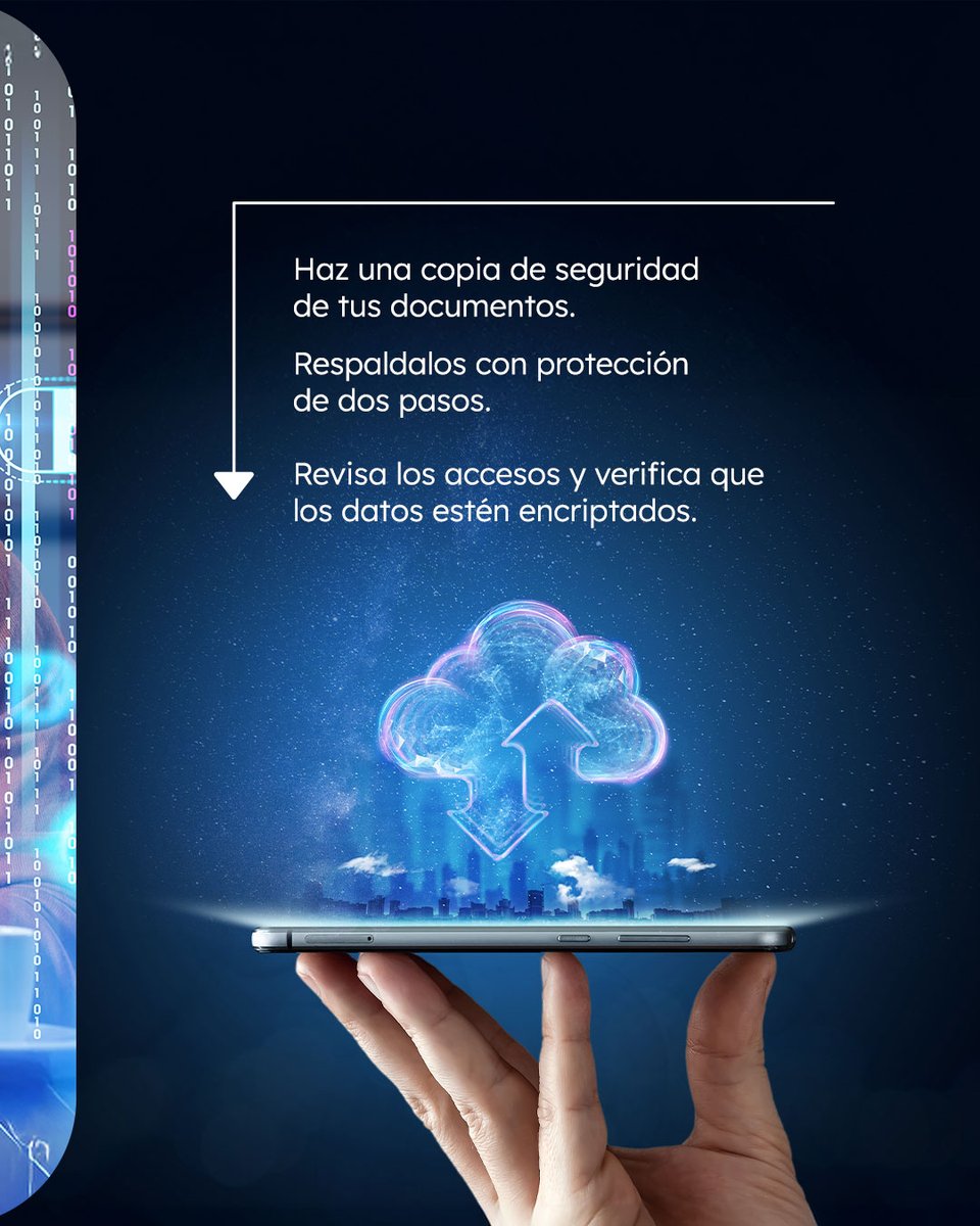Respaldar, autenticar y controlar es clave para mantener tus datos seguros.​

​Protege tu información personal y empresarial con estos consejos. 🌐💼​

#ProteccióndeDatos #BB45AñosContigo    #EresLoQueNosMueve  #BancoBolivariano