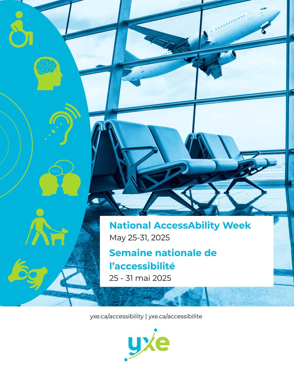 ✈️♿Proud to recognize National AccessAbility Week. At YXE, accessibility isn't just a feature. It's a commitment.
✈️♿Fiers de reconnaître la Semaine nationale de l’accessibilité. Chez YXE, l'accessibilité n'est pas seulement une caractéristique, c'est un engagement.