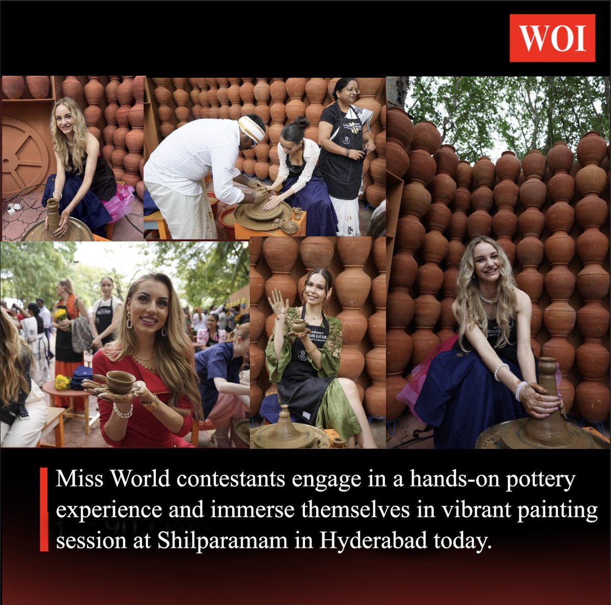 wordofindia's tweet image. #Hyderabad :
Miss World contestants engage in a hands-on pottery experience and immerse themselves in vibrant painting session at Shilparamam in Hyderabad today.
#MissWorld2025 #Shilparamam
#MissWorldInTelangana