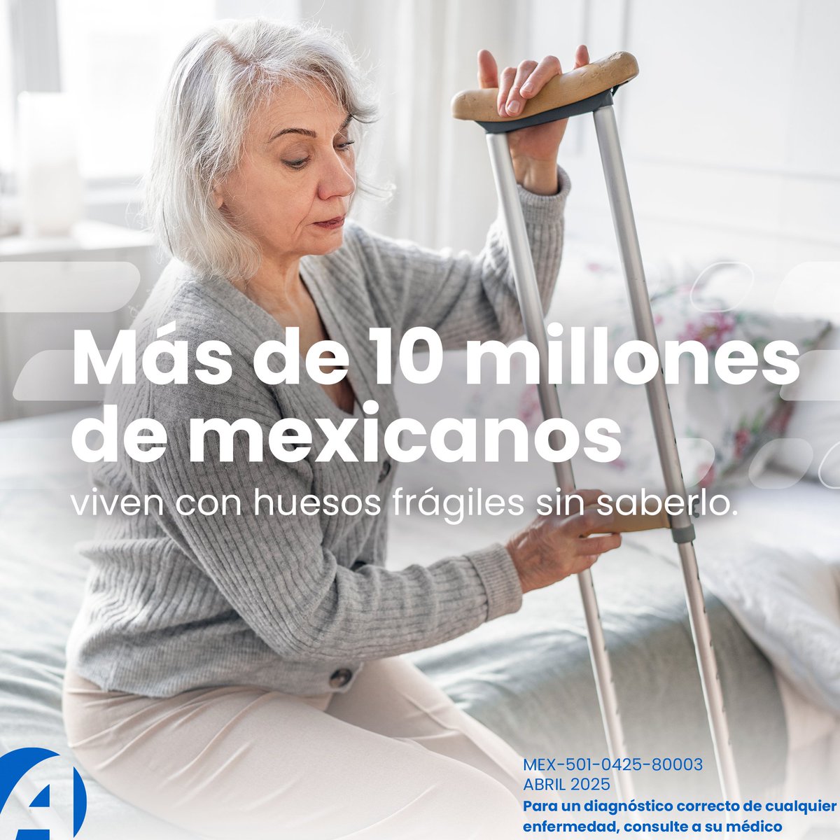 AmgenMexico's tweet photo. Más de 10 millones de personas en México padecen osteoporosis, una enfermedad silenciosa que debilita los huesos y aumenta el riesgo de fracturas.🦴 Factores como la edad, el sedentarismo, bajo consumo de calcio, tabaquismo y alcohol pueden elevar el riesgo. #AmgenSaludÓsea https://t.co/gVkLxaQJR3