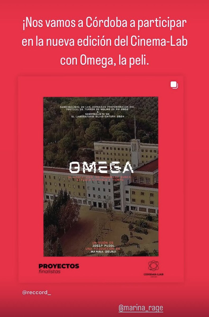 !Nos vamos a Córdoba a participar en la nueva edición de Cinema-Lab con Omega, la peli!  Gracias por esta gran oportunidad.