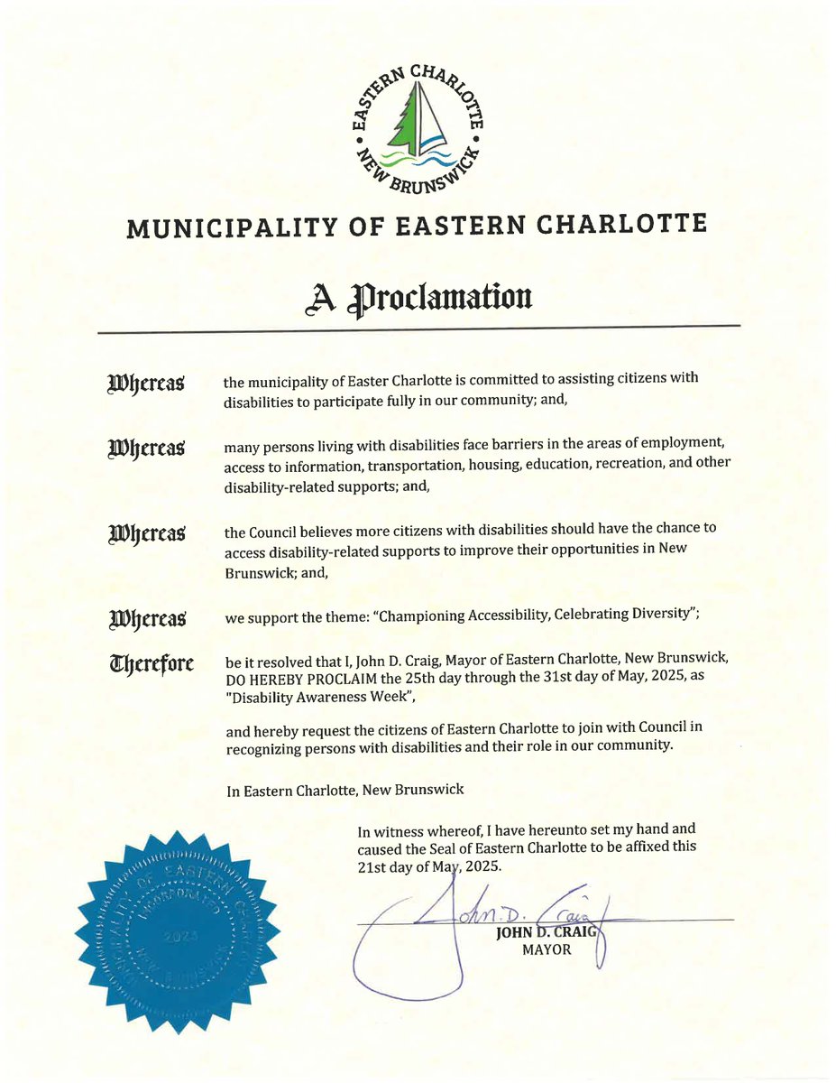 📢 PROCLAMATION
Mayor Craig has declared Sunday, May 25 through Saturday, May 31 is DISABILITY AWARENESS WEEK in Eastern Charlotte!
"Championing Accessibility, Celebrating Diversity"
#DAW2025