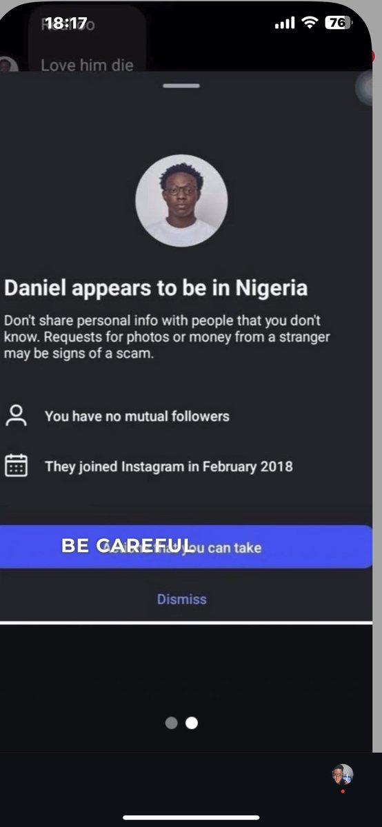 hesolvesmaths's tweet photo. Instagram shows warnings now when someone tries to DM a Nigerian.
“Be careful. This person may be trying to scam you.”
You know what that does to a young CEO trying to pitch globally?
It shuts doors before you even knock. https://t.co/7ABSDyS1Q6