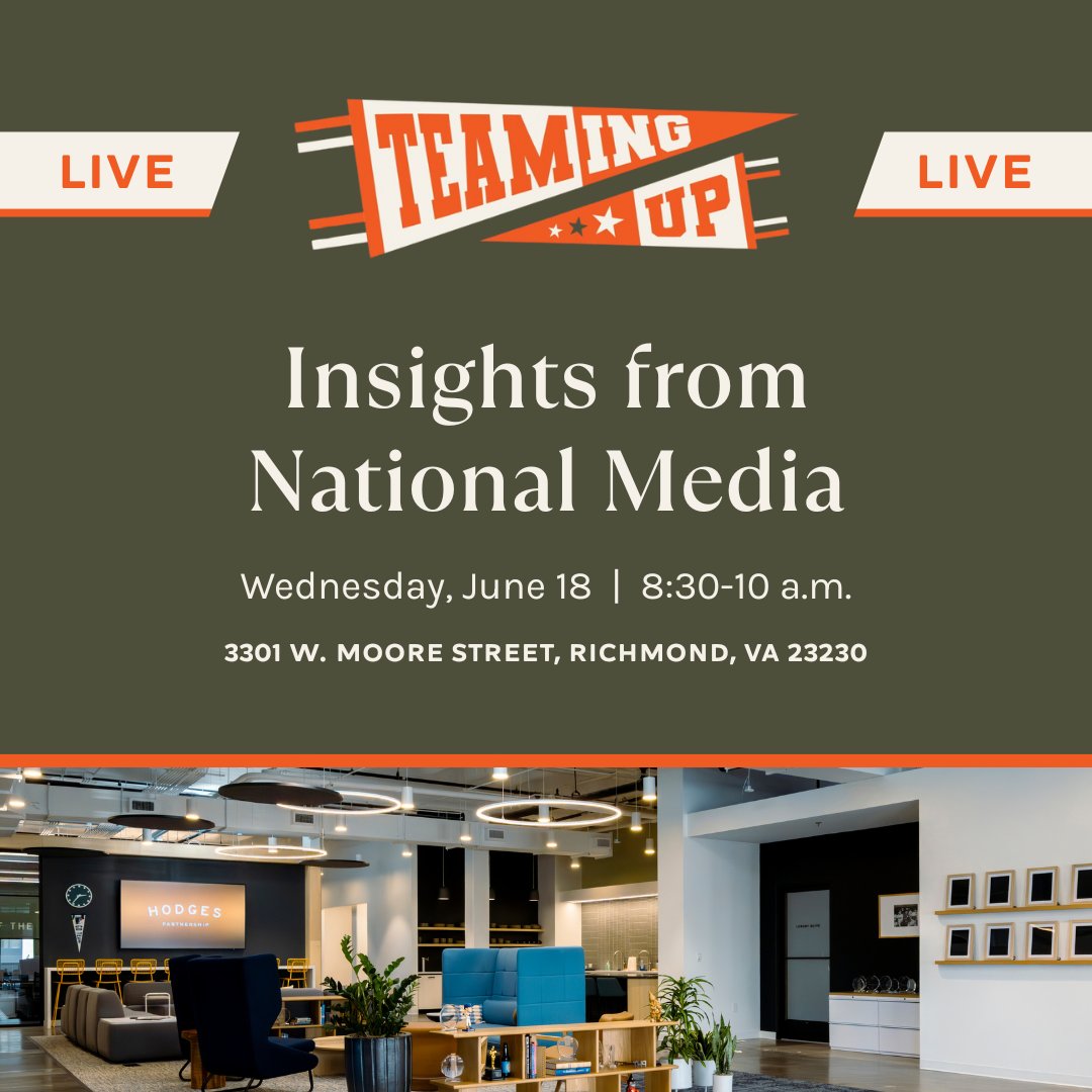We’re bringing the national newsroom to Richmond! Join us on Wednesday, June 18 for Teaming Up Live: Insights from National Media. Tap below to learn more and register. ⤵️

brnw.ch/21wSRga