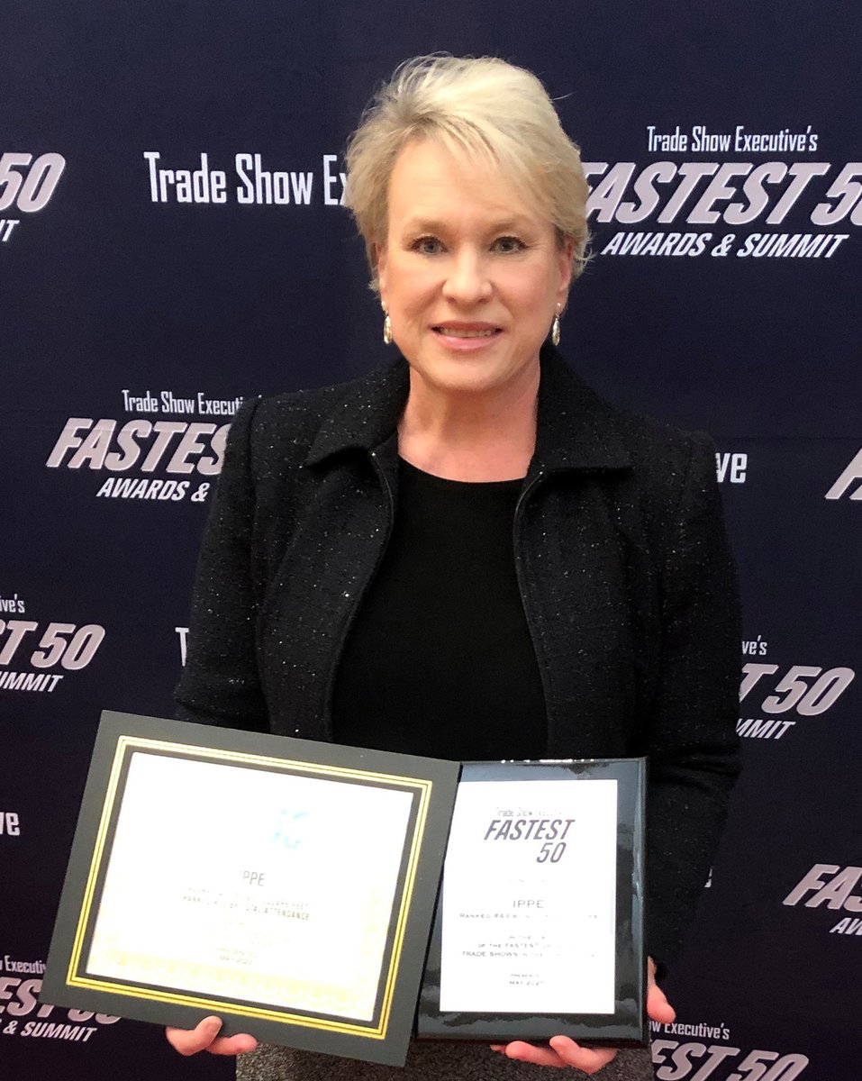 IPPE was recognized by Trade Show Executive: Fastest 50 Trade Shows in the U.S. for # of exhibitors &amp; Next 50 Trade Shows in the U.S. for total attendance and net sqft of exhibit space in 2024. USPOULTRY EVP - Expo &amp; Comm. Svcs. Gwen Venable accepted the award on behalf of IPPE.