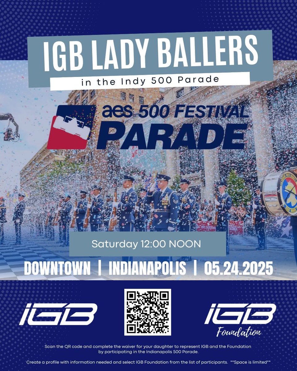 IGB Foundation (@igb_foundation) on Twitter photo LAST CHANCE to register.
Join IGB Foundation, teammates and other IGB ballers celebrating "The Greatest Weekend in Indy"
🏁Indy 500 Festival Parade🏁
🗓This Saturday, May 24
🏀Wear your IGB Shooting Shirt
👉Register at: 500festival.volunteerlocal.com/volunteer/?id=… <a href="/IGB_Hoops/">Indiana Girls Basketball</a> LAST CHANCE to register.
Join IGB Foundation, teammates and other IGB ballers celebrating "The Greatest Weekend in Indy"
🏁Indy 500 Festival Parade🏁
🗓This Saturday, May 24
🏀Wear your IGB Shooting Shirt
👉Register at: 500festival.volunteerlocal.com/volunteer/?id=… <a href="/IGB_Hoops/">Indiana Girls Basketball</a>