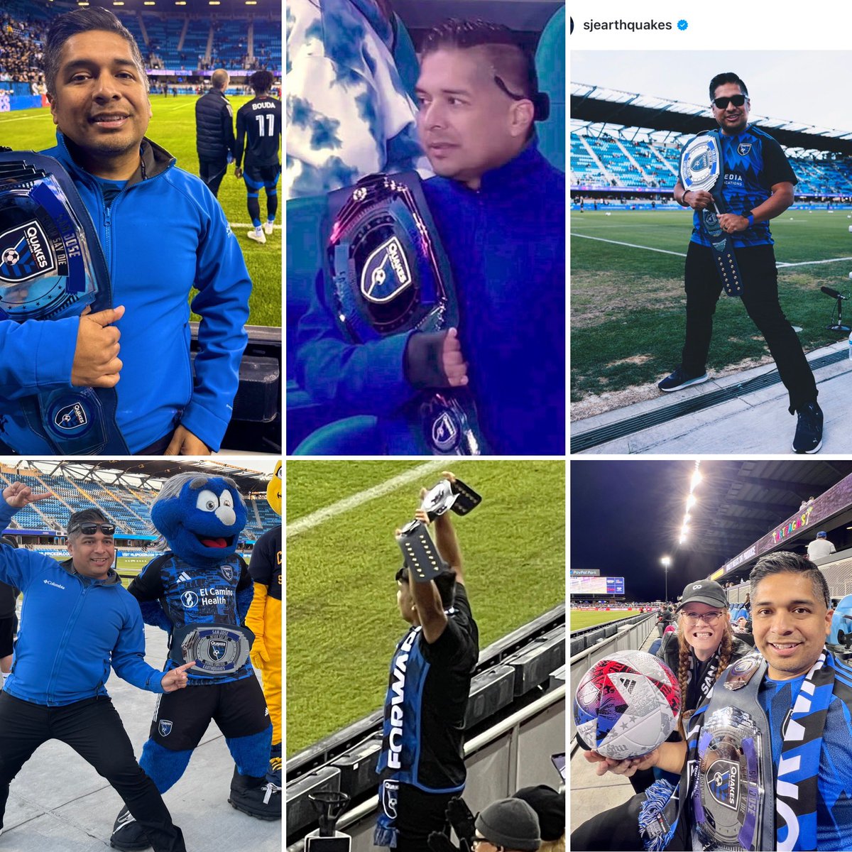 Showing off my <a href="/TrophySmack/">TrophySmack</a> belt that I designed for <a href="/SJEarthquakes/">San Jose Earthquakes</a> games. #Quakes74 #TrophySmack #mls