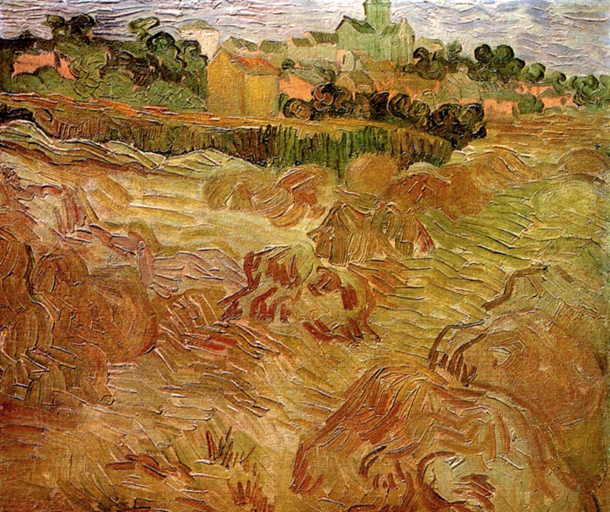 ArtstorePL's tweet photo. Vincent van Gogh  
Wheat Fields with Auvers in the Background  
1890
---
#VincentvanGogh #postimpressionism #landscapepainting https://t.co/o7meui3Qhg