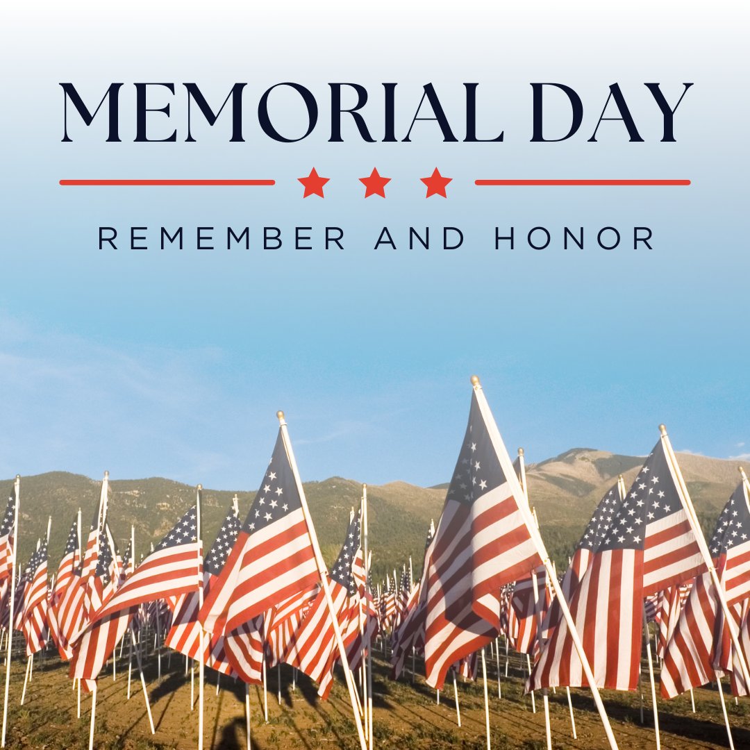 On this #MemorialDay, we pause to reflect on the brave individuals who gave their lives in service to our country. Their sacrifice reminds us of the cost of freedom and the strength of unity.

Let us carry their legacy forward with gratitude and respect.

#HonorAndRemember