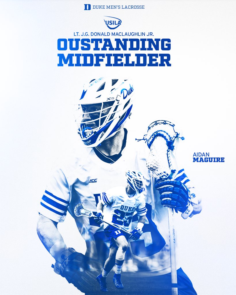 Duke Men's Lacrosse (@dukemlax) on Twitter photo The best of the best 😈👑
<a href="/ajmaguire22/">Aidan Maguire</a> is the <a href="/USILA_Lax/">USILA</a> Midfielder of the Year!
He’s the first Blue Devil to win the award since <a href="/MylesJones_15/">Myles Jones</a> in 2016. The best of the best 😈👑
<a href="/ajmaguire22/">Aidan Maguire</a> is the <a href="/USILA_Lax/">USILA</a> Midfielder of the Year!
He’s the first Blue Devil to win the award since <a href="/MylesJones_15/">Myles Jones</a> in 2016.