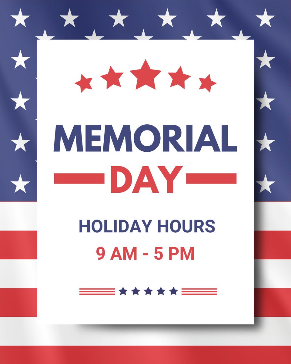 In observance of Memorial Day, buses will operate from 9 AM to 5 PM on Monday, May 26. 🇺🇸