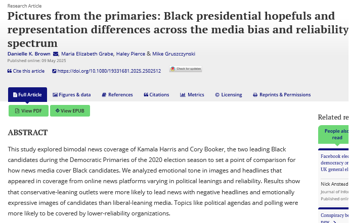 Journal of Information Technology & Politics (@jitp_apsa) on Twitter photo 📢NEW📢
This article analyzes bias & representation in online 🖥️ news coverage of <a href="/KamalaHarris/">Kamala Harris</a> and <a href="/CoryBooker/">Cory Booker</a> during the 2020 Democratic primaries. Findings highlight differences in candidate portrayal.
➡️<a href="/michiganstateu/">MSU</a> <a href="/BU_Tweets/">Boston University</a> <a href="/IndianaUniv/">Indiana University</a>
📓tandfonline.com/doi/full/10.10… 📢NEW📢
This article analyzes bias & representation in online 🖥️ news coverage of <a href="/KamalaHarris/">Kamala Harris</a> and <a href="/CoryBooker/">Cory Booker</a> during the 2020 Democratic primaries. Findings highlight differences in candidate portrayal.
➡️<a href="/michiganstateu/">MSU</a> <a href="/BU_Tweets/">Boston University</a> <a href="/IndianaUniv/">Indiana University</a>
📓tandfonline.com/doi/full/10.10…