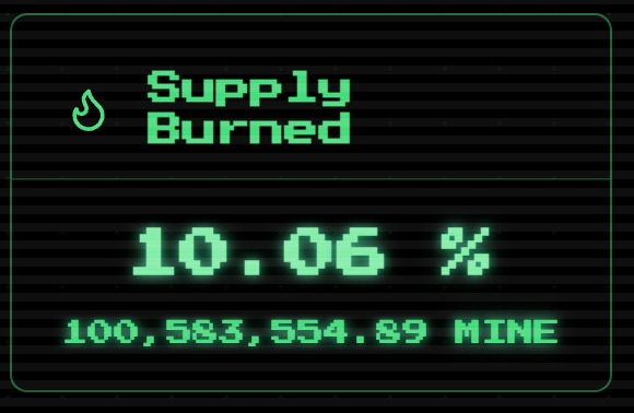 NEW BURN 🔥

Currently, 10.06% of the supply is burned. 
Keep on mining ⛏