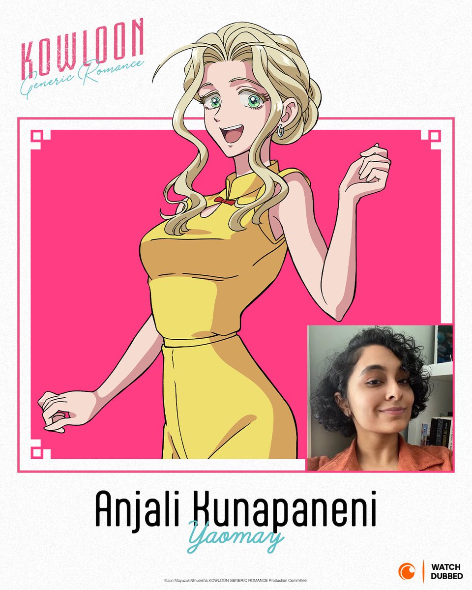 Anjali Kunapaneni (@hereliesanjali) on Twitter photo Excited to share that I voice Yaomay in Kowloon Generic Romance airing now on <a href="/Crunchyroll/">Crunchyroll</a> - big thanks to <a href="/littlevomama/">Julie Maddalena Kliewer</a> <a href="/BangZoom/">Bang Zoom! Studios</a> for having me! (And <a href="/Lauren_A_Landa/">Lauren Landa</a> & <a href="/benbevoicing/">Ben Balmaceda</a> kill it in this series!!) Excited to share that I voice Yaomay in Kowloon Generic Romance airing now on <a href="/Crunchyroll/">Crunchyroll</a> - big thanks to <a href="/littlevomama/">Julie Maddalena Kliewer</a> <a href="/BangZoom/">Bang Zoom! Studios</a> for having me! (And <a href="/Lauren_A_Landa/">Lauren Landa</a> & <a href="/benbevoicing/">Ben Balmaceda</a> kill it in this series!!)