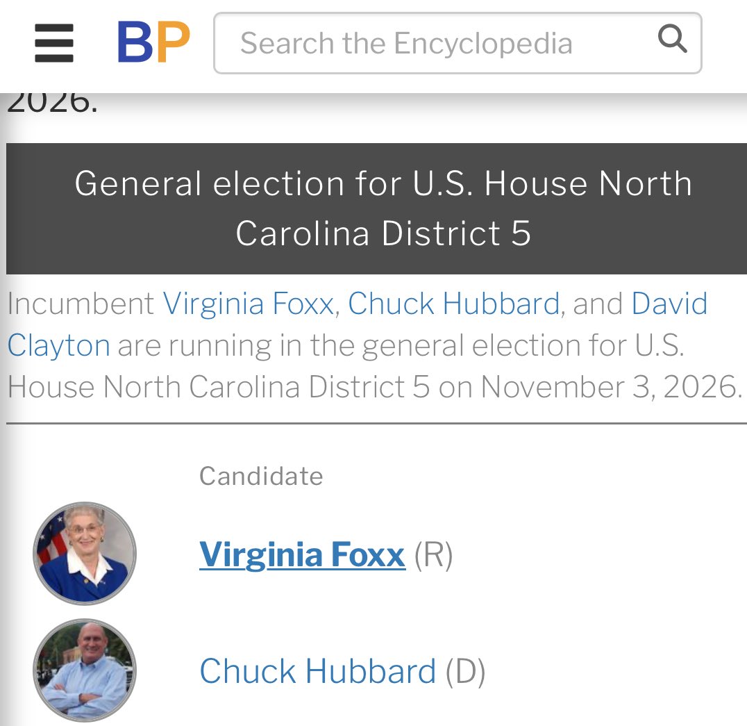 nevbavAlt's tweet image. lets give @ChuckHubbardNC who is running against #booMa Virginia Foxx 2026!

#turnNCBlue