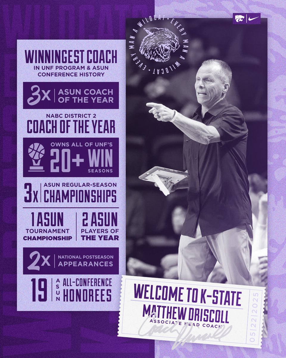 K-State Men's Basketball (@kstatembb) on Twitter photo Welcome to the fam, Coach Driscoll ๐
"A proven program builder and an exceptional teacher of the game" - <a href="/CoachJTang/">Jerome Tang</a> Welcome to the fam, Coach Driscoll ๐
"A proven program builder and an exceptional teacher of the game" - <a href="/CoachJTang/">Jerome Tang</a>