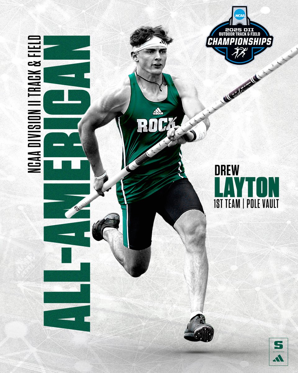 MT&amp;F: FIRST TEAM ALL-AMERICAN AGAIN! Rock pole vaulter Drew Layton breaks the all-time <a href="/PSACsports/">PSAC Sports</a> record with a clearance of 5.22 meters (17' 1.5") to place 7th at the NCAA Division II National Championships. That's the third career All-America honor for Layton!