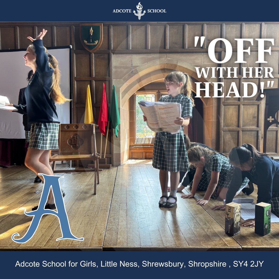 "OFF WITH HER HEAD!"
Rehearsals are in full swing for our upcoming summer show, and the drama is building. 

Our talented cast are embracing every character and showcasing their individuality.

#Adcote #AdcoteSchool #AdcotePerformingArts #SummerShow #AliceInWonderland #Alice