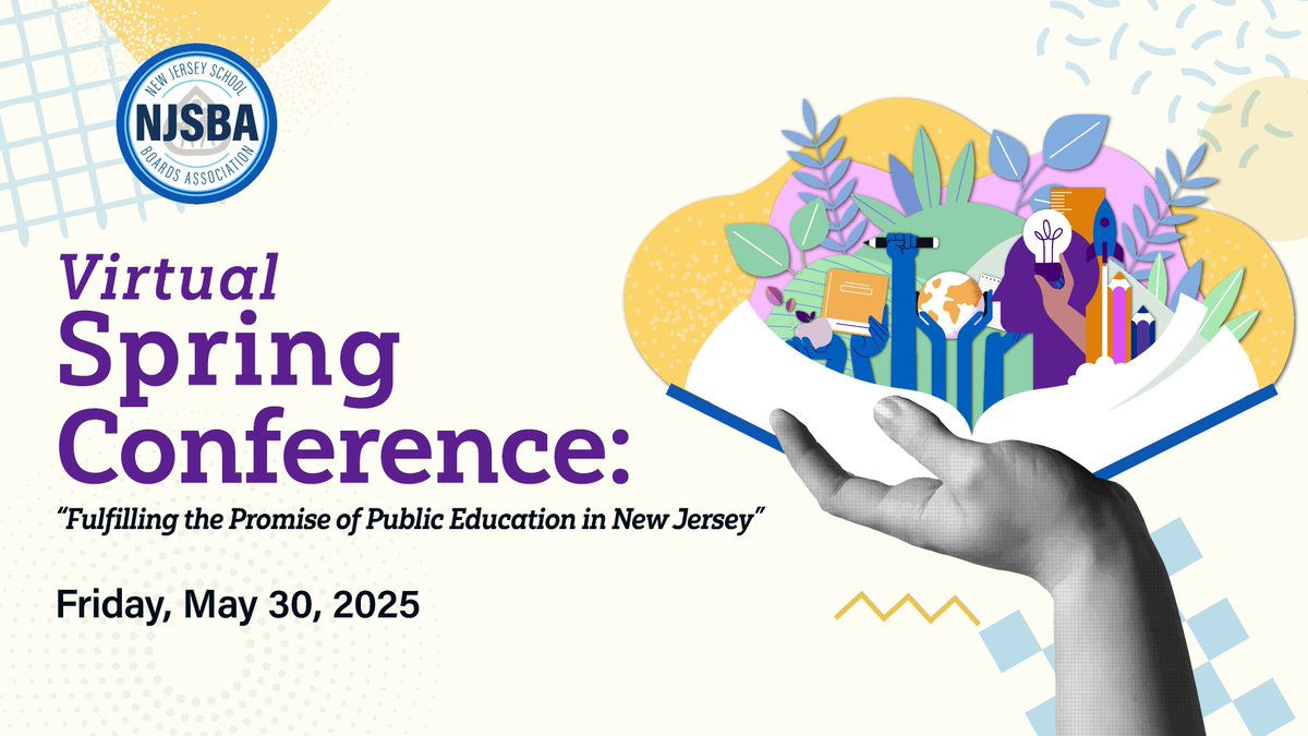 NJSBA's Virtual Spring Conference is only one week away! Join us next Friday, May 30 for one of our most popular programs,. See what we have in store by viewing the agenda: njsba.swoogo.com/springconferen…

Don't miss out! Register at: members.njsba.org/Meetings/Regis…
