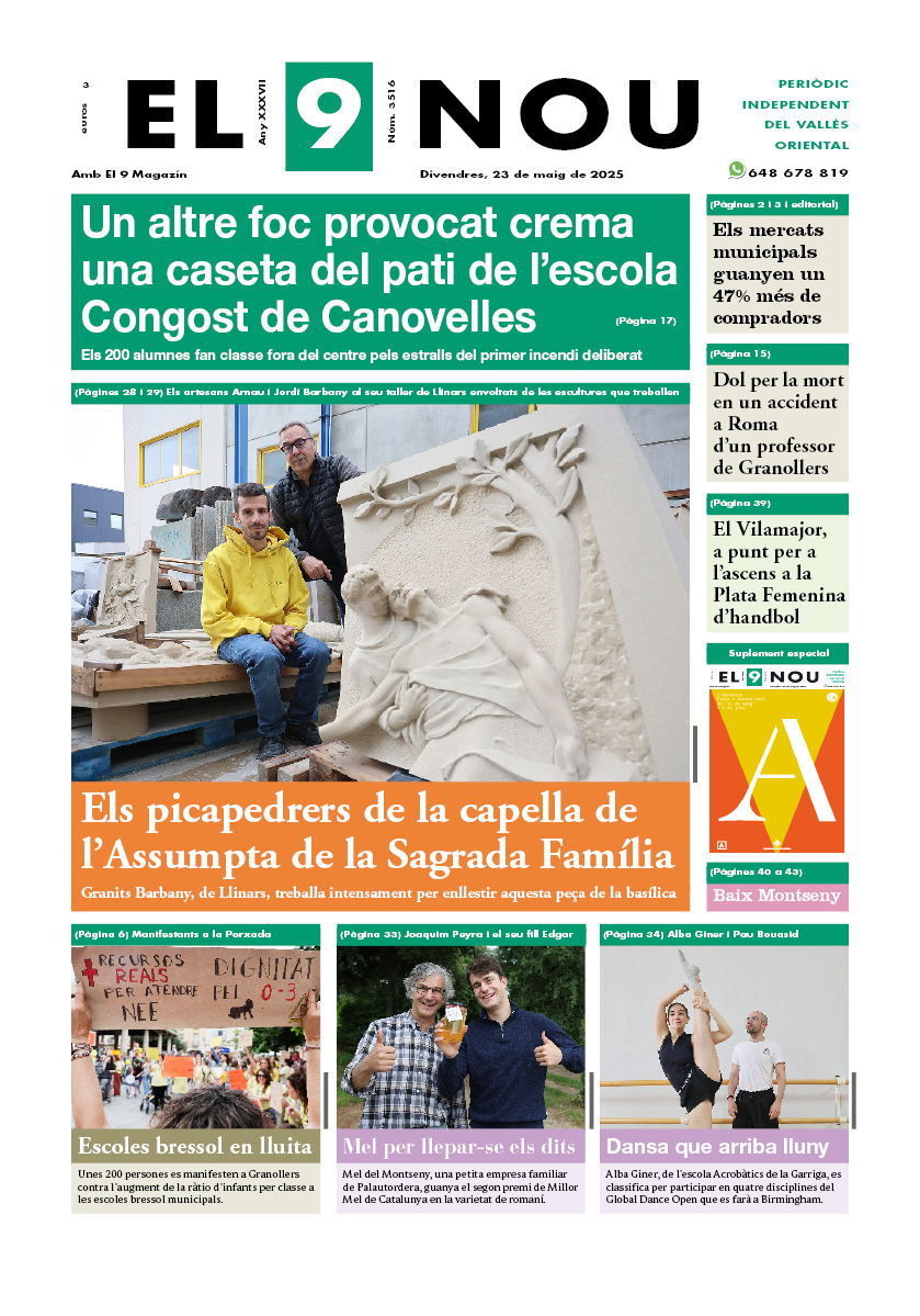 el9nou_vor's tweet image. 📰 #PORTADA 👋#Bonvespre, a @el9nou_vor de demà #divendres

👉  Un altre foc provocat crema una caseta del pati de l’#escolaCongost de #Canovelles

🗞 Més informació, al vostre quiosc/llibreria i AQUÍ 👇 en pdf a partir de quarts de 12 de la nit

el9nou.epaper.cat/valles-oriental
