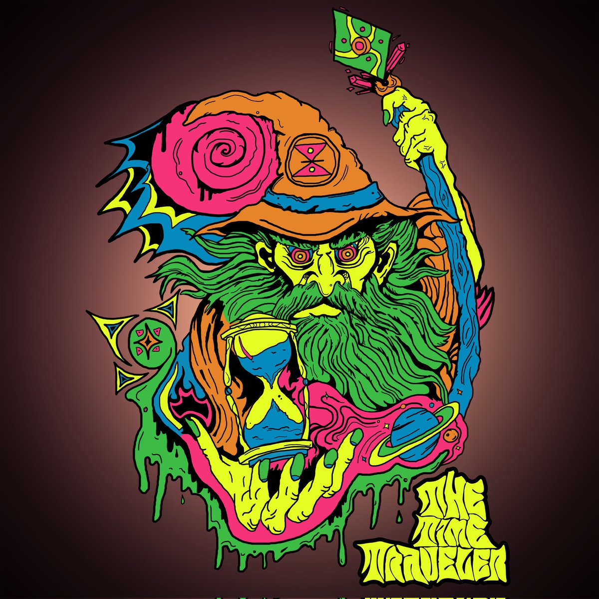 I sense a temporal shift. 🧙‍♂️🔮✨
.
#illustration #fantasyart #blacklightart #wizard