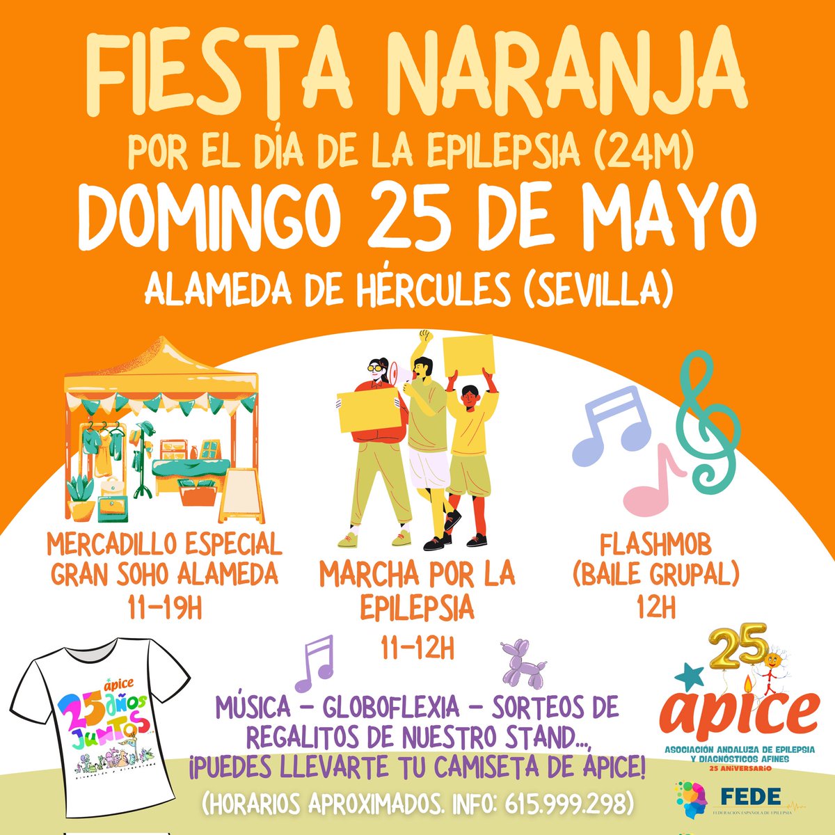 🧡𝗗𝗢𝗠𝗜𝗡𝗚𝗢 𝟮𝟱 𝗠𝗔𝗬𝗢 - 𝗚𝗥𝗔𝗡 𝗙𝗜𝗘𝗦𝗧𝗔 𝗡𝗔𝗥𝗔𝗡𝗝𝗔🧡
Os recordamos que este domingo, nos vemos en la Alameda!! Gran Soho Alameda Especial, Sorteo de camisetas y regalitos, Marcha por la Epilepsia y por Ápice y Baile final todos juntos!! <a href="/fedeepilepsia/">Fedeepilepsia</a>