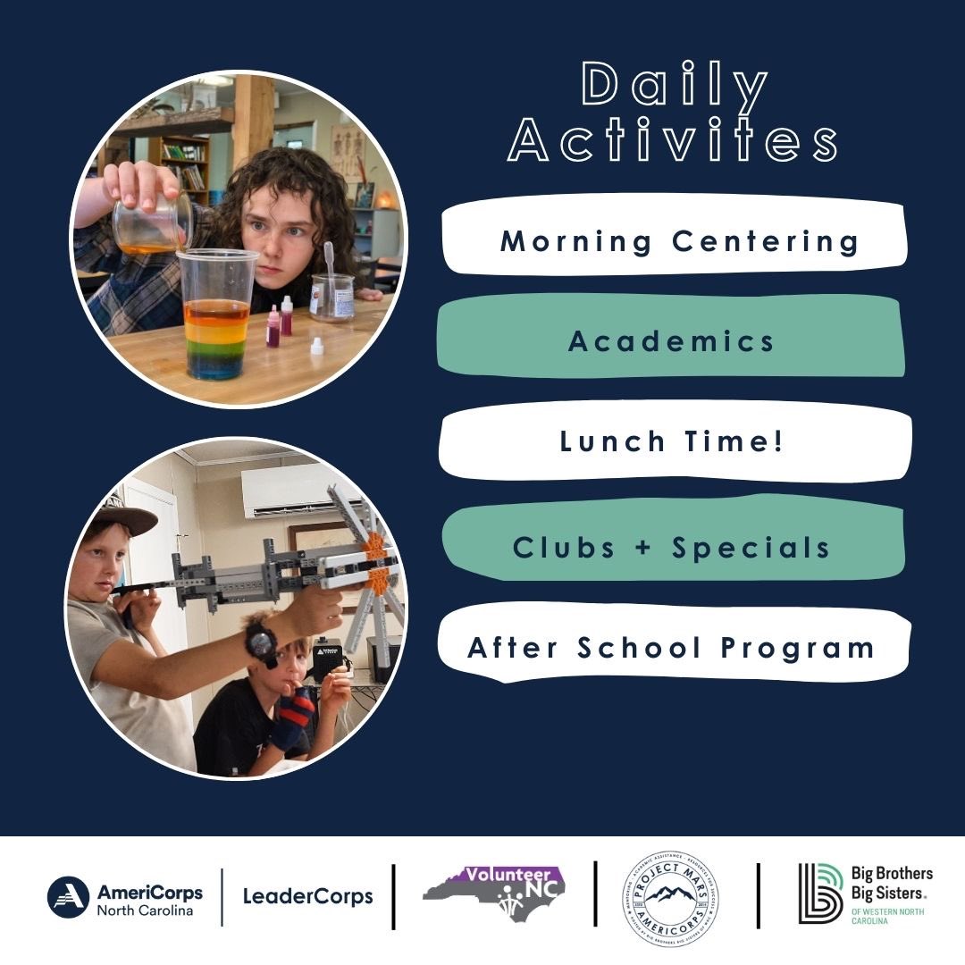 VolunteerNC's tweet image. It’s day 4 with our #LeaderCorps Spotlights Neil Perl and Claire Klima serving with #ProjectMARS in WNC! Read on to learn what a day in the life looks like for both Neil and Claire! ☀️🅰️💪