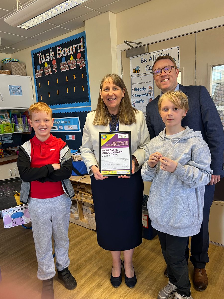 Colin Bruce (@colinbruce1980) on Twitter photo It was a priveldge to visit the learners and staff at <a href="/CoalsnaughtonPS/">Coalsnaughton PS and ELC</a> ELC. What an amazing school with a values based culture.
Congratulations on achieving the Keeping The Promise Award.
👏🏼 👏🏼
<a href="/ThePromiseScot/">The Promise Scotland</a>
<a href="/EducationScot/">Education Scotland</a> <a href="/ClacksVirtualHT/">Virtual Headteacher</a> <a href="/ClacksEducation/">Clackmannanshire Council People Directorate</a> <a href="/ClacksCouncil/">Clackmannanshire Council</a> It was a priveldge to visit the learners and staff at <a href="/CoalsnaughtonPS/">Coalsnaughton PS and ELC</a> ELC. What an amazing school with a values based culture.
Congratulations on achieving the Keeping The Promise Award.
👏🏼 👏🏼
<a href="/ThePromiseScot/">The Promise Scotland</a>
<a href="/EducationScot/">Education Scotland</a> <a href="/ClacksVirtualHT/">Virtual Headteacher</a> <a href="/ClacksEducation/">Clackmannanshire Council People Directorate</a> <a href="/ClacksCouncil/">Clackmannanshire Council</a>