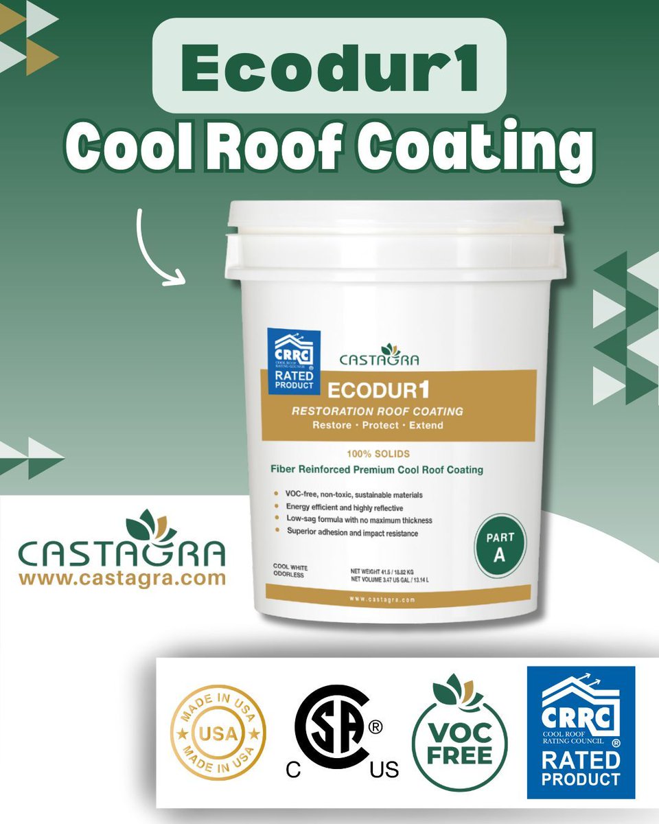 VOC-free, highly reflective, and made in the USA — is it time to upgrade your commercial roof coating?

Ecodur1 Cool Roof Coating from Castagra is available now!

Learn more at castagra.com 

#roofing #roofcoating #roofers #coolroof