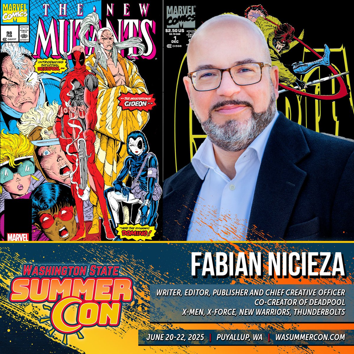 Coming in LESS than a month, <a href="/FabianNicieza/">FabianNicieza</a> is <a href="/wasummercon/">Washington State Summer Con</a> at the Washington State Fairgrounds in Puyallup, WA! Get you there and come see him! Tix and info: wasummercon.com