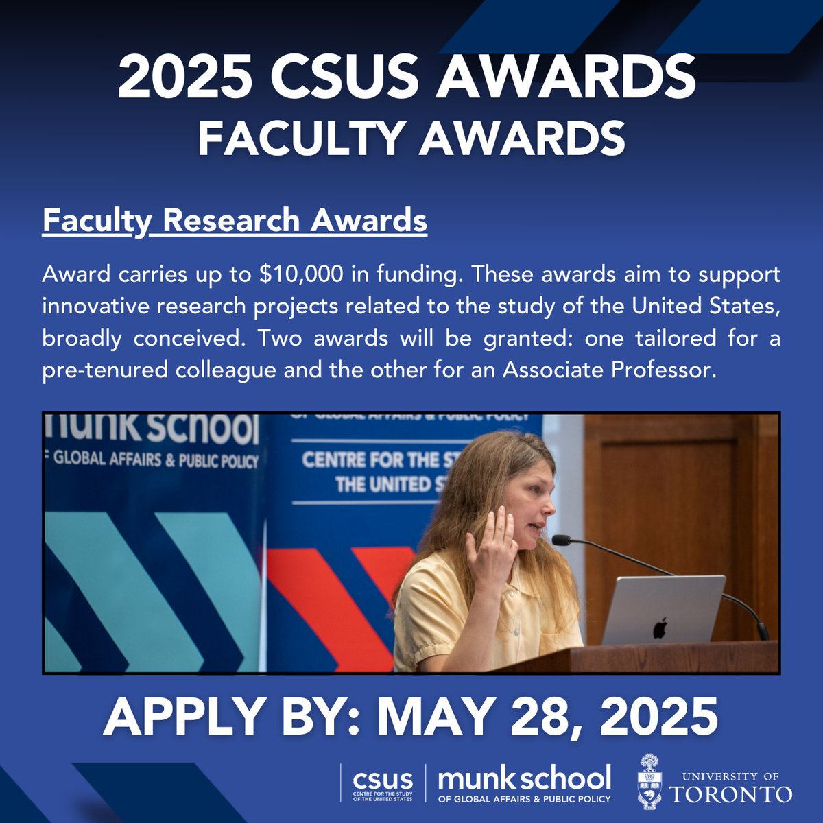 CSUS (@csusuoft) on Twitter photo Are you a faculty member at <a href="/UofT/">University of Toronto</a>? Apply by May 28th for the Faculty Research Awards!
🔹 Valued at up to $10,000, recipients of this award are expected to utilize the funds to advance ongoing research. Link here for more information and how to apply: 🔗munkschool.utoronto.ca/csus/faculty-a… Are you a faculty member at <a href="/UofT/">University of Toronto</a>? Apply by May 28th for the Faculty Research Awards!
🔹 Valued at up to $10,000, recipients of this award are expected to utilize the funds to advance ongoing research. Link here for more information and how to apply: 🔗munkschool.utoronto.ca/csus/faculty-a…