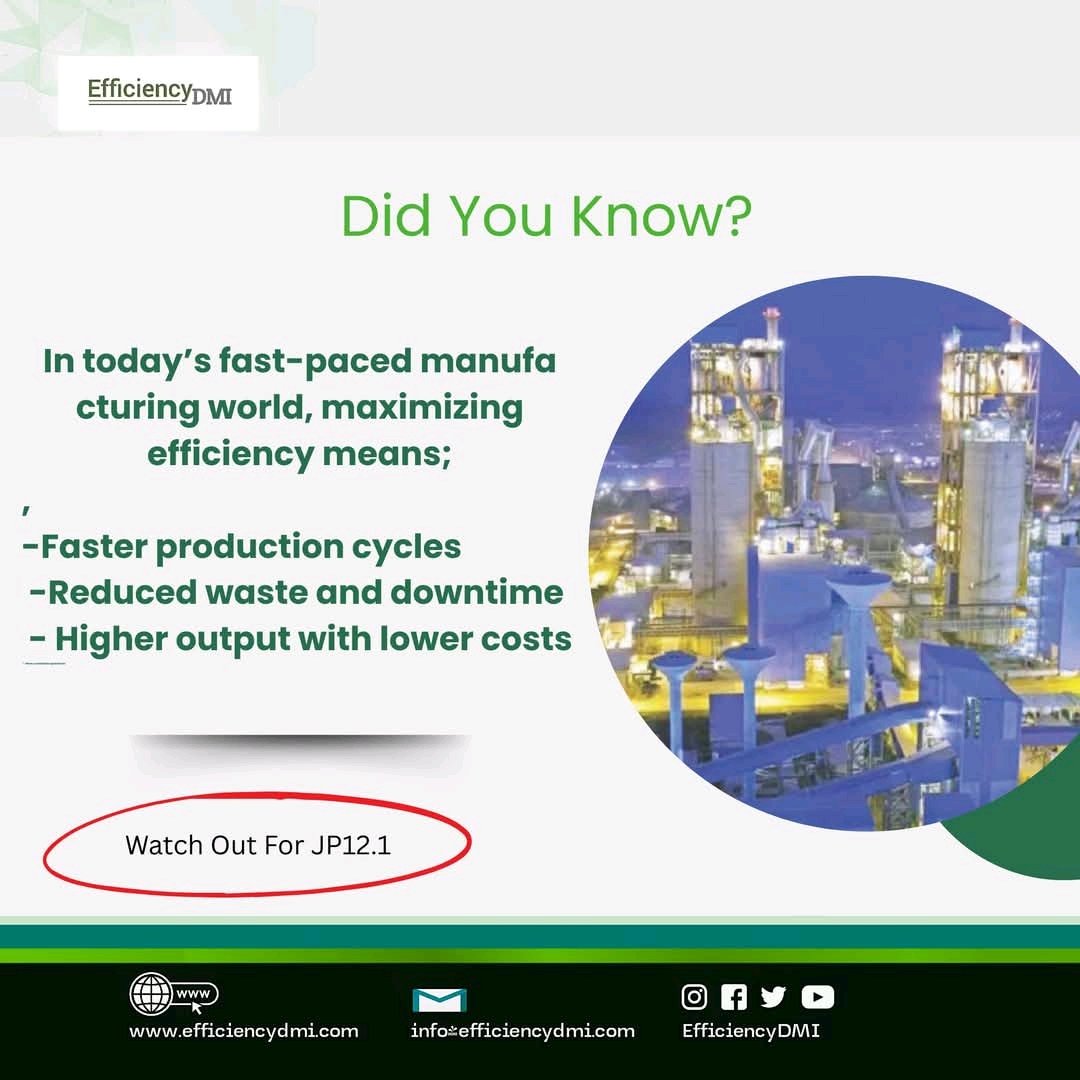 EfficiencyDMI's tweet image. Did You Know?

In today’s fast-paced manufacturing world, maximizing efficiency means;

-Faster production cycles
-Reduced waste and downtime
- Higher output with lower costs

#EfficiencyDMI #DareToBuild #TeamworkDriven #InnovationInAction #GreatProducts #BoldCreators