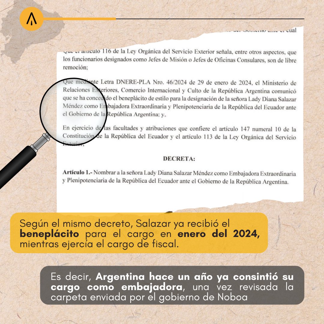 radiolacalle's tweet photo. ¿El nuevo cargo de la exfiscal Diana Salazar ya estaba premeditado? 🤔
No tardó nada en unirse al gobierno de Daniel Noboa tras su renuncia, dejando varios casos congelados y en el olvido (Petronoboa, barcazas, Olón) #Noticalle #NoticiasEC.
Aquí te contamos más 👇🧵(1/2) https://t.co/0B4nL42pch