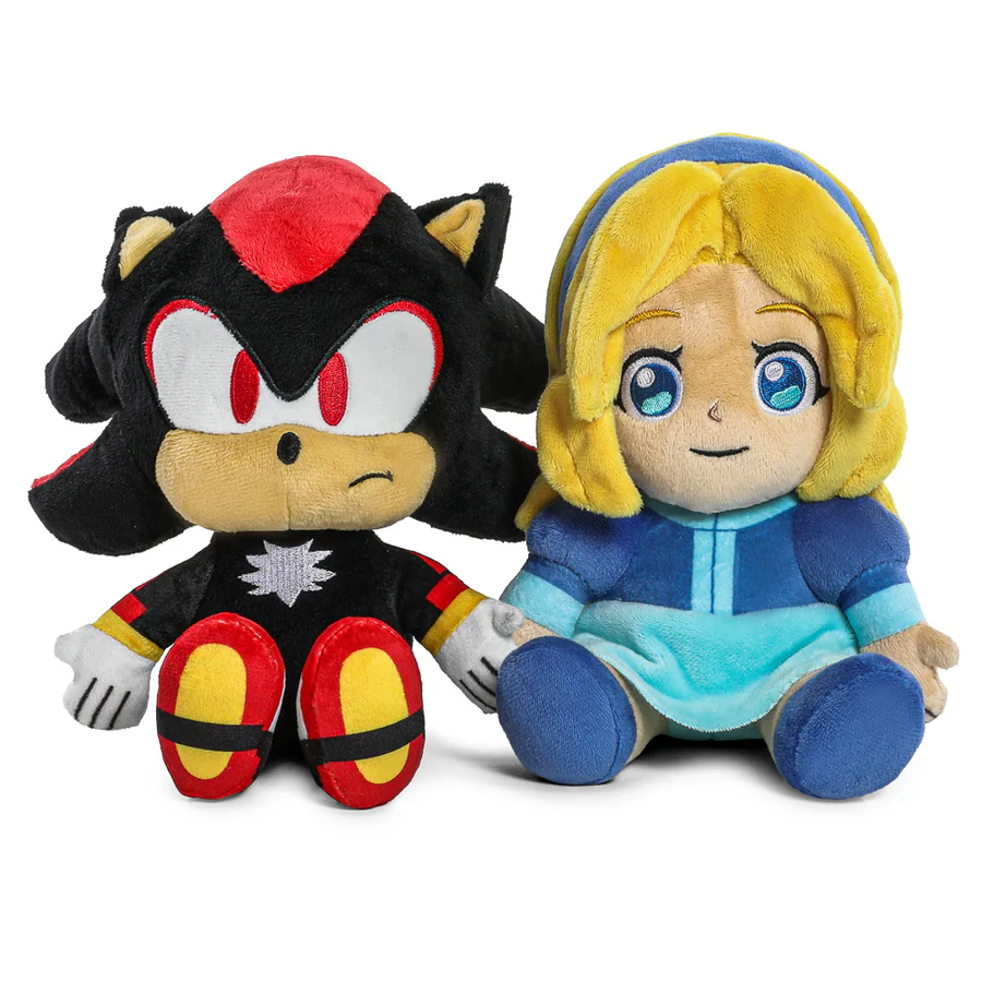 Shadow and MARIA plushies exist!!! And are now available to preorder from the Kidrobot website!

bit.ly/43unSSk

They have MAGNETS so they can HOLD HANDS 🖤💙