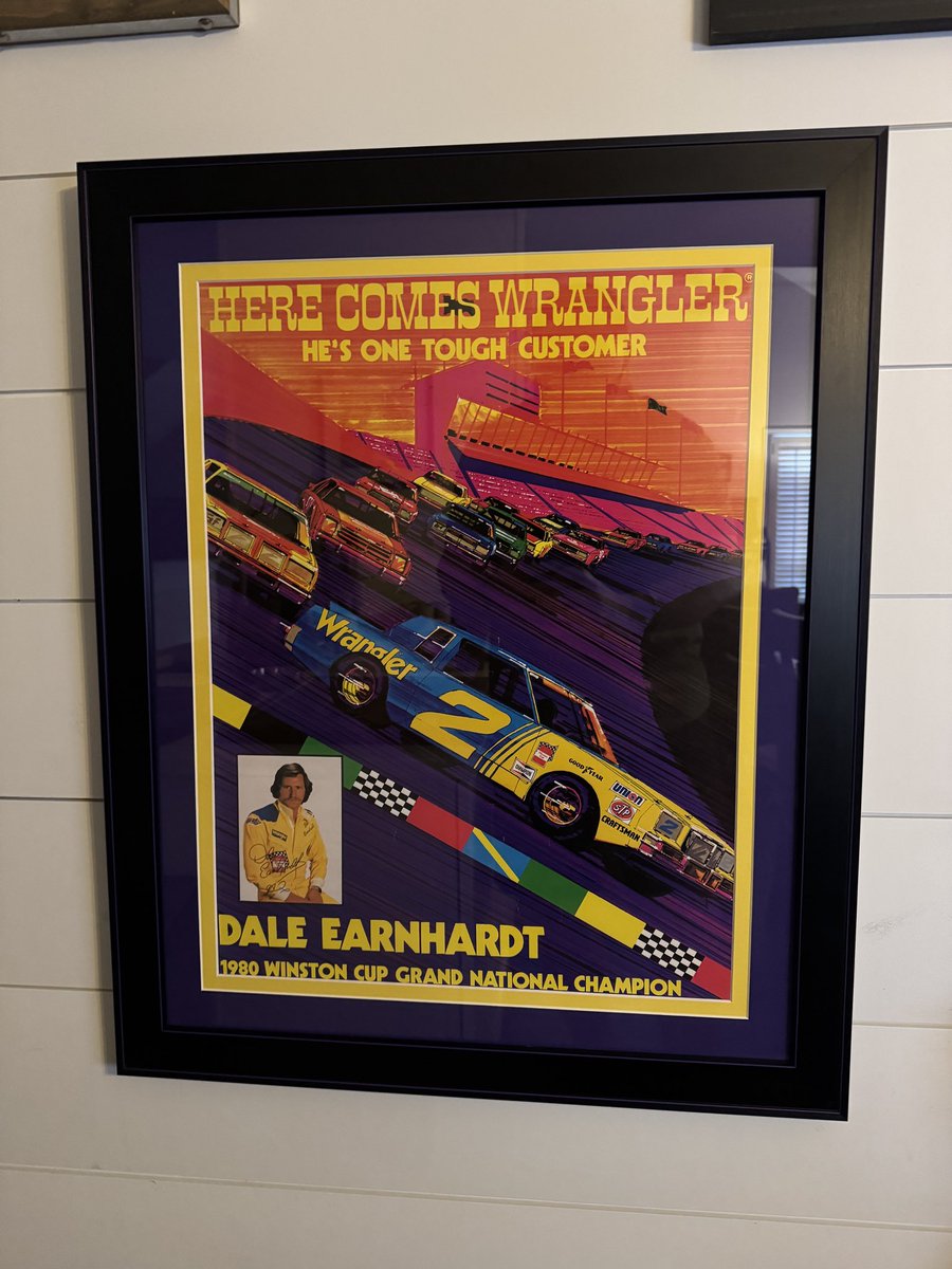 ACaudleGraphics's tweet photo. @DaleJr got my Dale poster custom framed and placed up on the wall! Same one you have. #dale #daleaarnhardt https://t.co/xljToSUw2R