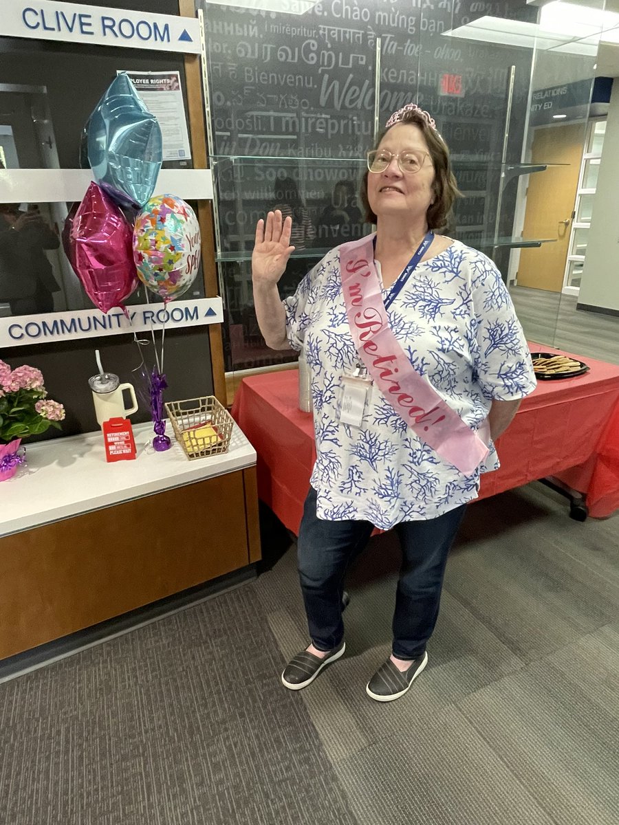 WHAT’S GREAT TODAY? 
<a href="/WDMCS/">West Des Moines Community Schools</a> Assistant Registrar, Robin Moore, getting to retire! THANK YOU FOR YOUR SERVICE, ROBIN!🙏