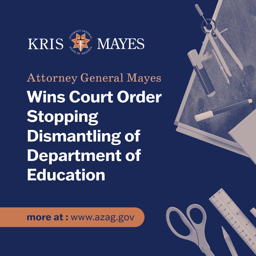 I’m proud to have brought this lawsuit to protect the funding and services that so many schools across Arizona – particularly in rural parts of the state rely on. We will keep fighting to ensure the President follows the law.

Press release: azag.gov/press-release/…