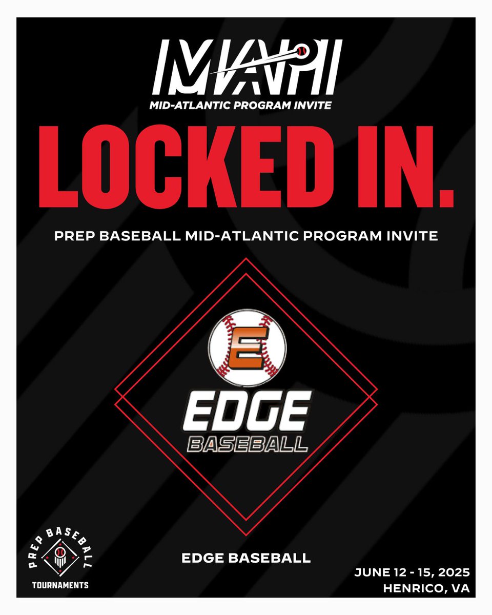 Prep Baseball Virginia/DC (@prepbaseballva) on Twitter photo 🏆 Mid-Atlantic Program Invite 🏆
More than 100 teams from 8️⃣ states and Canada descend upon Richmond on June 12-15 for the best tournament in the Mid-Atlantic.
🔒 EDGE Baseball <a href="/AthletesEdgePA/">The Athlete’s Edge</a>
See the full tournament ➡️ loom.ly/37q9PCk
#MAPI2025 🏆 Mid-Atlantic Program Invite 🏆
More than 100 teams from 8️⃣ states and Canada descend upon Richmond on June 12-15 for the best tournament in the Mid-Atlantic.
🔒 EDGE Baseball <a href="/AthletesEdgePA/">The Athlete’s Edge</a>
See the full tournament ➡️ loom.ly/37q9PCk
#MAPI2025