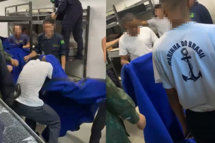 Metropoles's tweet photo. ��️     Marinha vai investigar trote com socos e mordidas na bunda de recrutas

Agressões com chutes, socos e mordidas na bunda sofridas por recrutas da Marinha em São Paulo foram registradas em vídeo

Leia: https://t.co/EvYBE6TX41 https://t.co/ur19GgW8KB