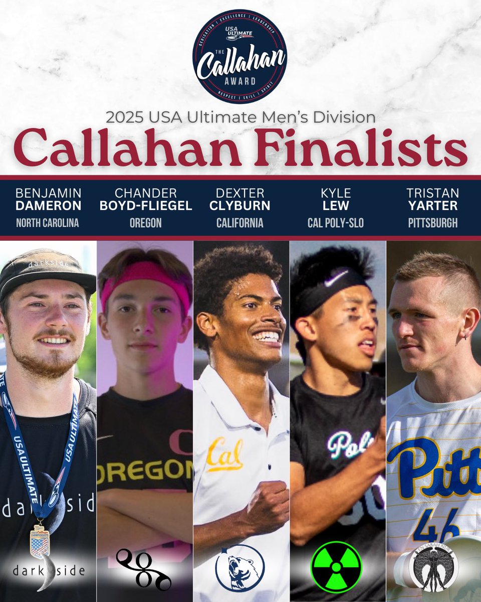 Your 2025 Callahan Award Finalists, in the men’s division 🏅

#CallahanAward | #USAUltimate