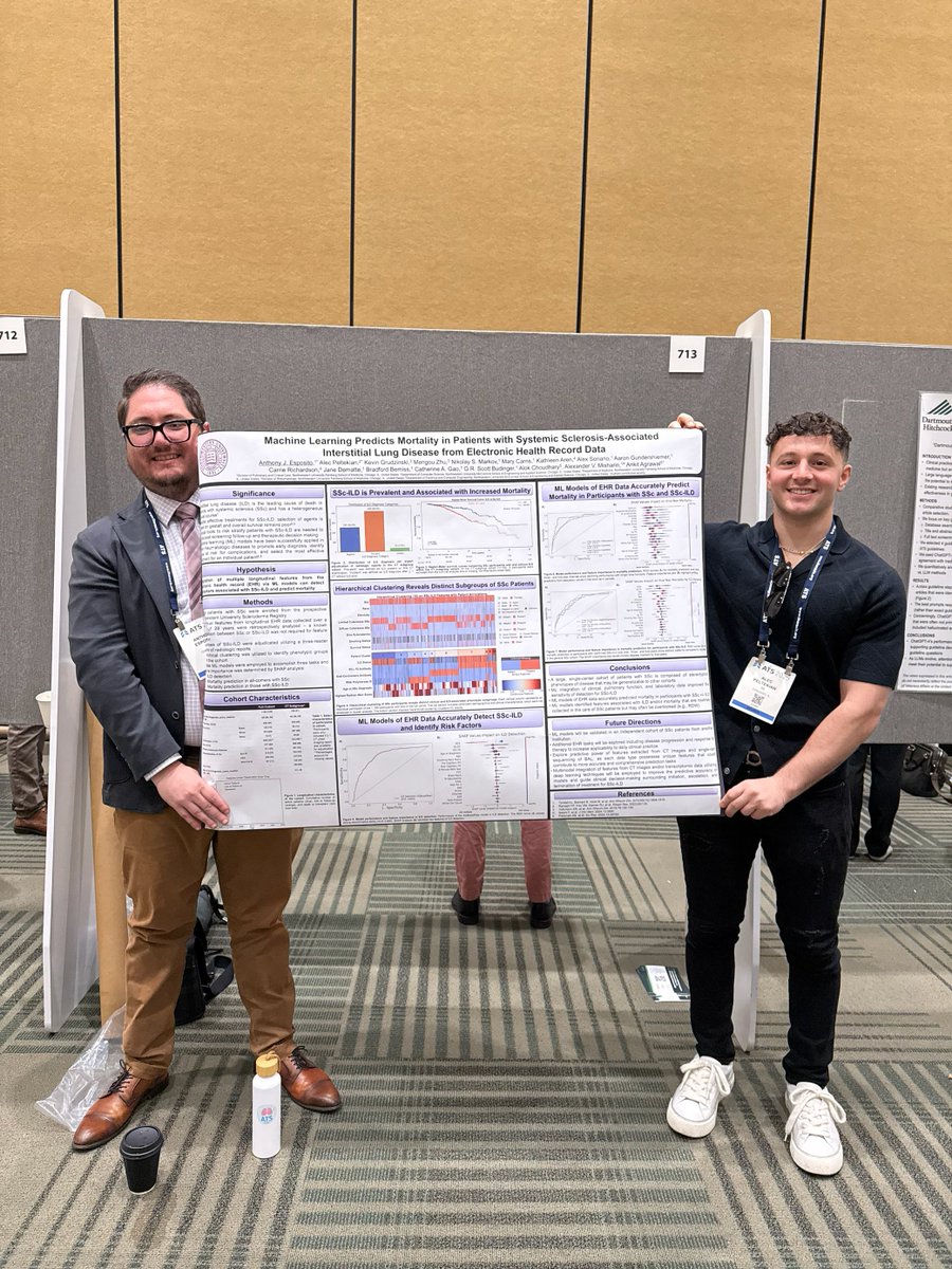 NM Pulmonary and Thoracic Surgery (@nm_lung) on Twitter photo Anthony J. Esposito, MD, and Alec Peltekian, a PhD student at Northwestern University, present "Machine Learning Predicts Mortality in Patients With Systemic Sclerosis-Associated Interstitial Lung Disease From Electronic Health Record Data."#ATS2025 <a href="/atscommunity/">American Thoracic Society (ATS)</a> Anthony J. Esposito, MD, and Alec Peltekian, a PhD student at Northwestern University, present "Machine Learning Predicts Mortality in Patients With Systemic Sclerosis-Associated Interstitial Lung Disease From Electronic Health Record Data."#ATS2025 <a href="/atscommunity/">American Thoracic Society (ATS)</a>