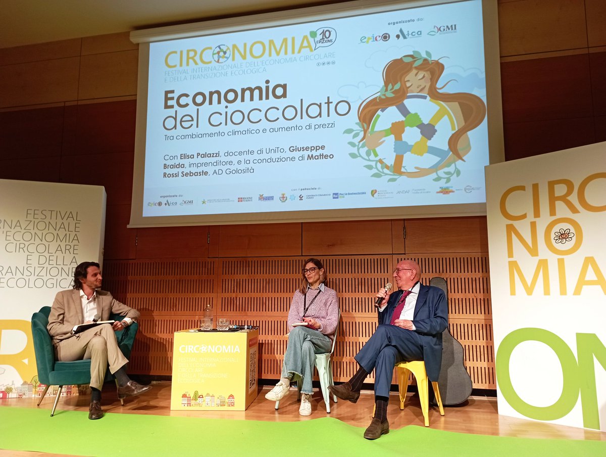 Inizia con... dolcezza la Decima edizione di #Circonomia, con il dibattito "Economia del #cioccolato" con Giuseppe Braidea, Elisa Palazzi e Matteo Rossi Sebaste