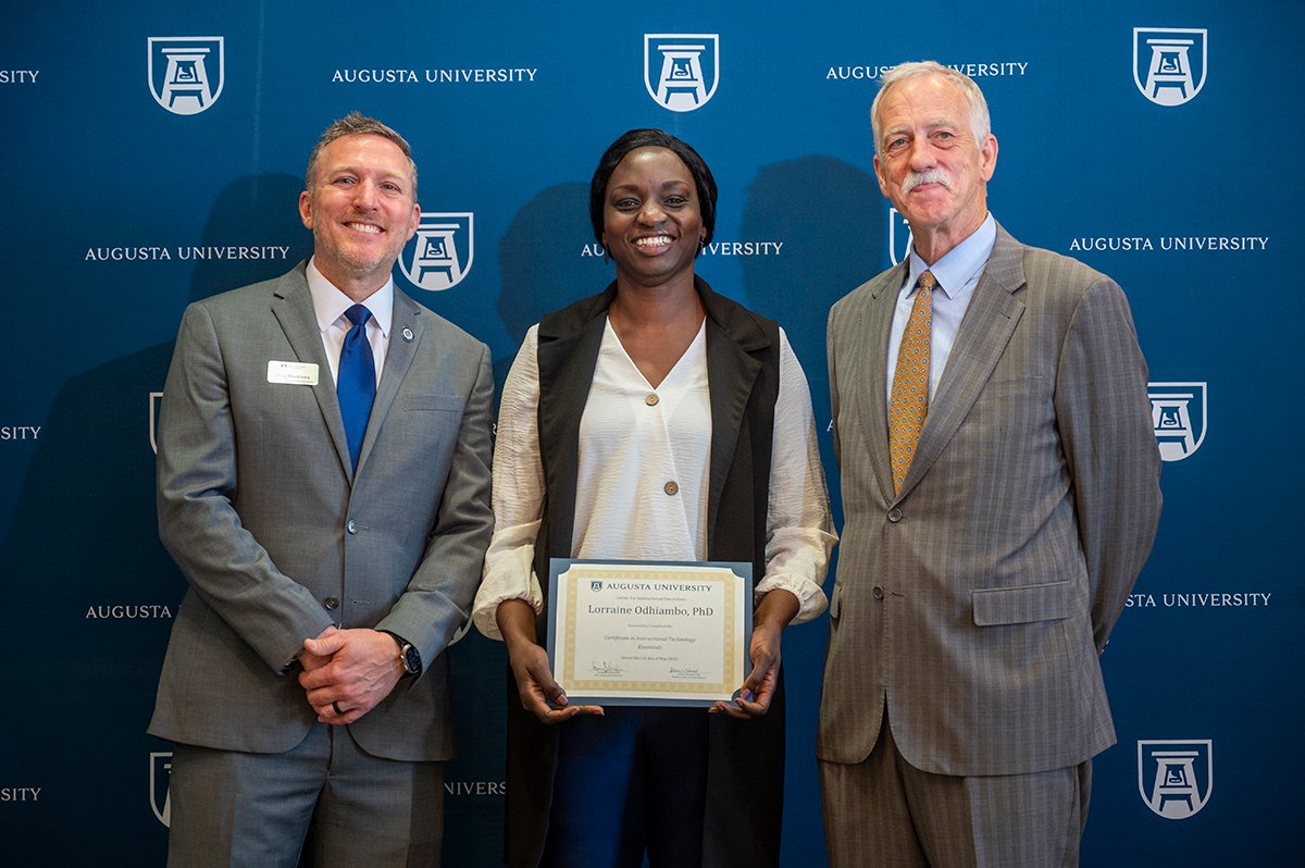 Congratulations to Dr. De Leo (not pictured), Dr. Jehu and Dr. Odhiambo for earning certificates through AU’s Center for Instructional Innovation. They participated in developing programming that strengthens teaching and learning across the institution.