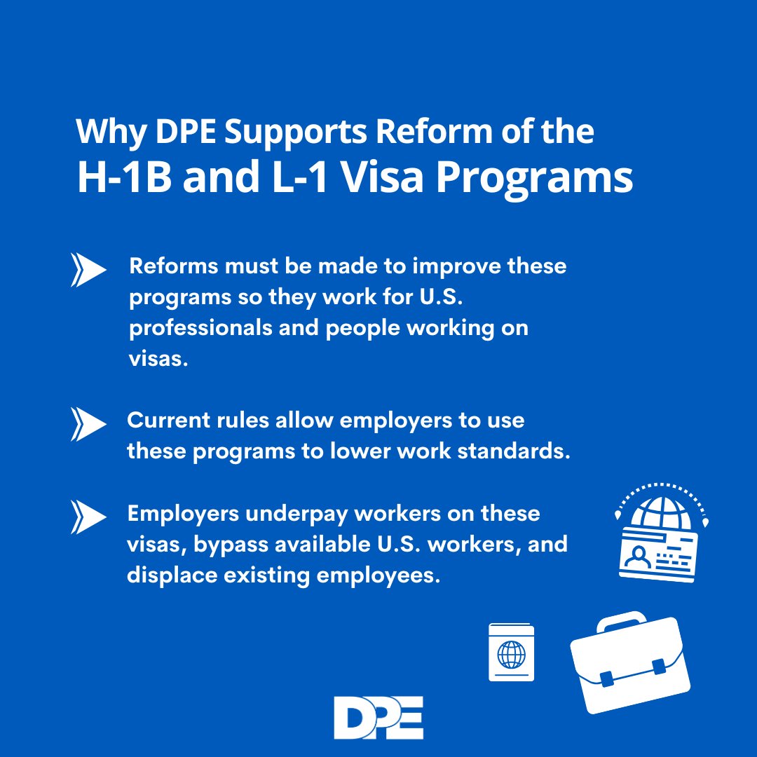 We've updated our fact sheet on the H-1B and L-1 visa programs. As the fact sheet explains, these programs must be reformed so that they work for U.S. professionals and people working on the visas, not just employers. Check out the fact sheet here: dpeaflcio.org/factsheets/gue…