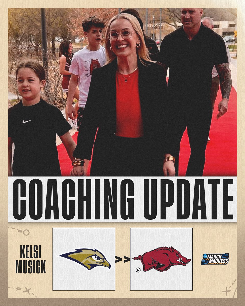 NCAA March Madness (@marchmadnesswbb) on Twitter photo Oral Roberts ➡️ Arkansas
Kelsi Musick is the newest head coach of <a href="/RazorbackWBB/">Razorback Women's Basketball</a>.
#NCAAWBB x <a href="/coachkmusick/">Kelsi Musick</a> Oral Roberts ➡️ Arkansas
Kelsi Musick is the newest head coach of <a href="/RazorbackWBB/">Razorback Women's Basketball</a>.
#NCAAWBB x <a href="/coachkmusick/">Kelsi Musick</a>