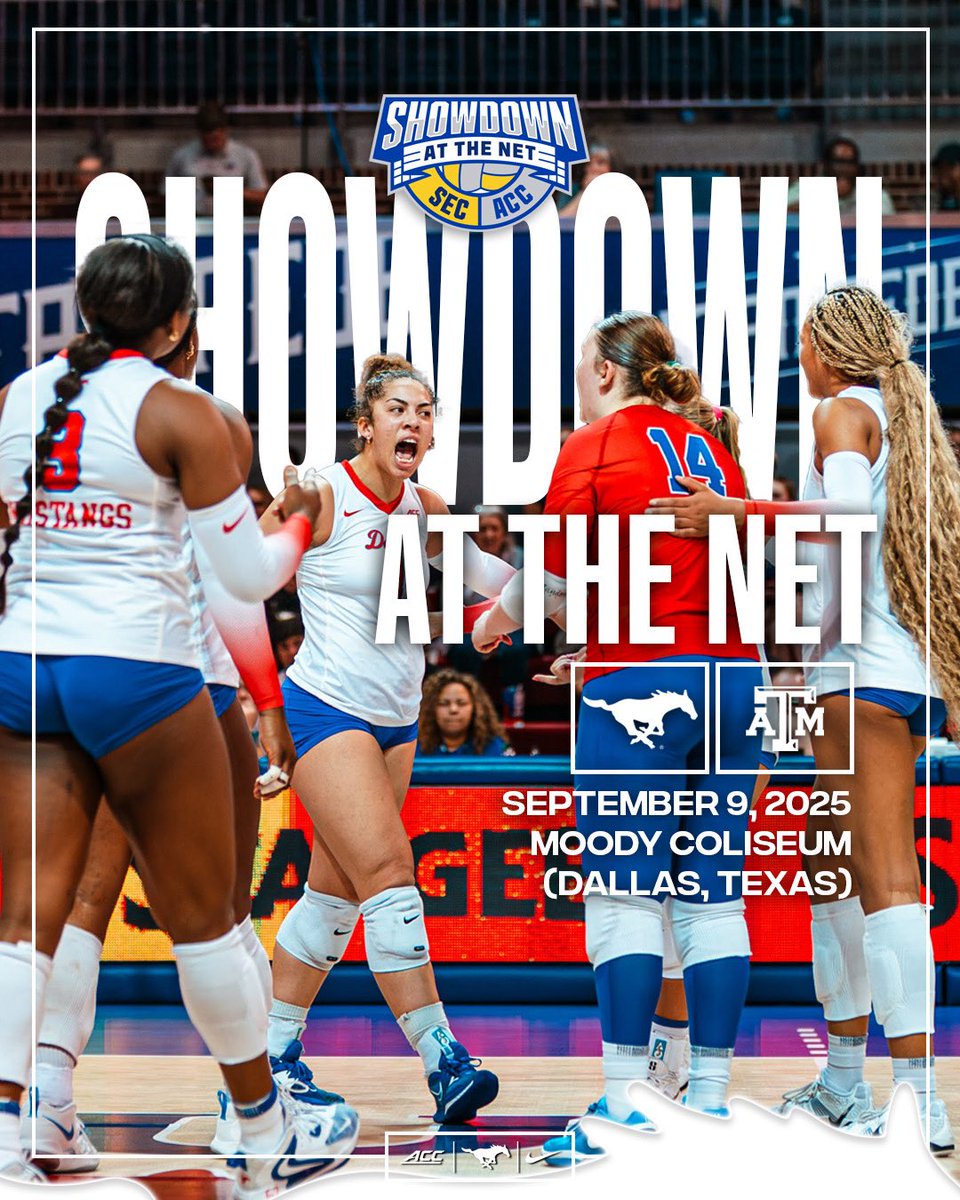 SMU Volleyball (@smuvolleyball) on Twitter photo ๐ฅ ๐๐๐ค๐ฌ๐๐ค๐ฌ๐ฃ ๐๐ฉ ๐ฉ๐๐ ๐๐๐ฉ ๐ฅ
We will host A&M in the ACC/SEC Challenge!
๐ A&M
๐๏ธ Sept 9th
โฐ TBD
๐บ ESPN 2
๐๏ธ Moody Coliseum
#PonyUp | <a href="/SMUMustangs/">SMU Athletics</a> ๐ฅ ๐๐๐ค๐ฌ๐๐ค๐ฌ๐ฃ ๐๐ฉ ๐ฉ๐๐ ๐๐๐ฉ ๐ฅ
We will host A&M in the ACC/SEC Challenge!
๐ A&M
๐๏ธ Sept 9th
โฐ TBD
๐บ ESPN 2
๐๏ธ Moody Coliseum
#PonyUp | <a href="/SMUMustangs/">SMU Athletics</a>