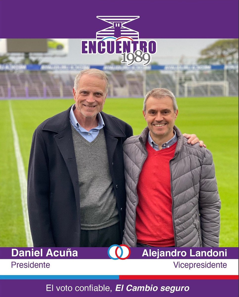 Encuentro 1989 (@1989encuentro) on Twitter photo 👥 Conocé la fórmula del cambio seguro para este lunes: <a href="/Danielacubal/">Daniel Acuña Balestra</a> y <a href="/AleLandoni/">Alejandro Landoni</a>
💜 En Encuentro 1989 somos hinchas, socios y socias que apostamos siempre a la transparencia, la participación social y el respeto por la institucionalidad.
⚽️🏀🏊♂️ Proponemos una gestión 👥 Conocé la fórmula del cambio seguro para este lunes: <a href="/Danielacubal/">Daniel Acuña Balestra</a> y <a href="/AleLandoni/">Alejandro Landoni</a>
💜 En Encuentro 1989 somos hinchas, socios y socias que apostamos siempre a la transparencia, la participación social y el respeto por la institucionalidad.
⚽️🏀🏊♂️ Proponemos una gestión