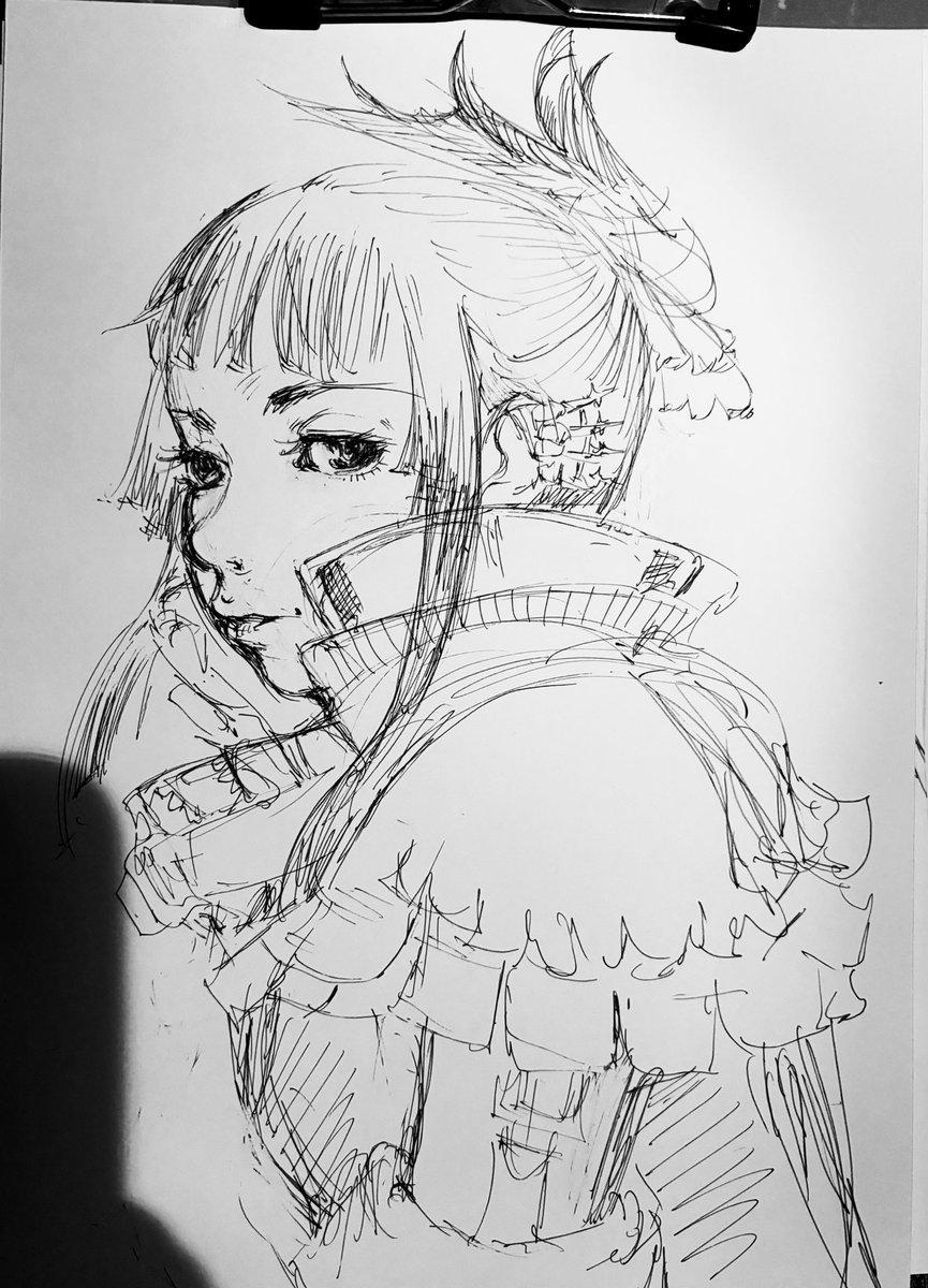 少し描きました。

夜勤の夜食休憩時に。
夜食は食べないので。

#イラスト #illustration #rkgk 