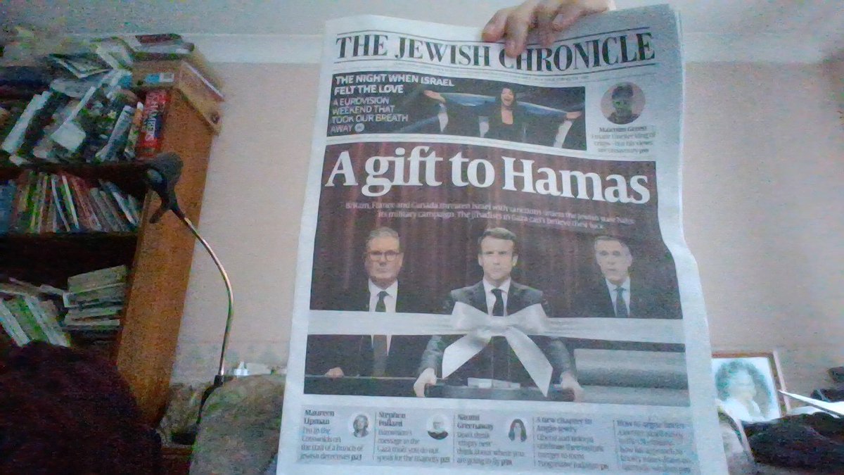 GreybeardWoT's tweet photo. @Keir_Starmer Here is what @JewishChron headlined today about your action against Israel as one of the 3 stooges (of Hamas) in case your aides are too scared to show you. We don't believe that Labour has been purged of #antisemitism. https://t.co/Q3XeQMZR46